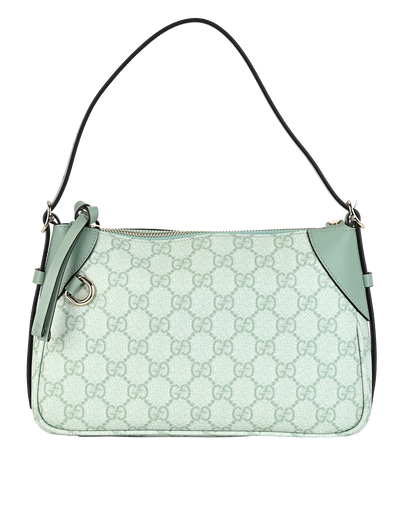 GG Emblem Small Shoulder Bag, &pound;750, Handbags, Green, Canvas, Front view